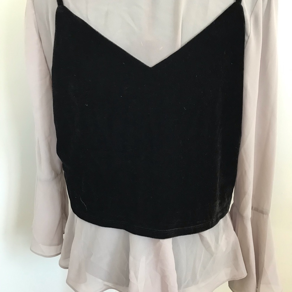 Classic Holiday Blouse with Velvet Crop Top